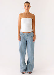Adrienna Strapless Top - White
