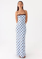 Alessandro Halter Maxi Dress - Blue Mocha Dot