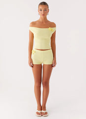 Aliah Knit Shorts - Yellow