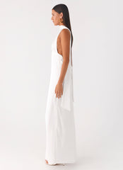 Alicia Satin Halter Maxi Dress - White