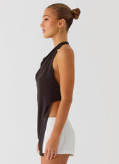 Altego Layered Backless Top - Cool Chocolate