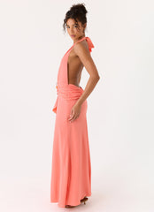 Attina Halter Maxi Dress - Coral