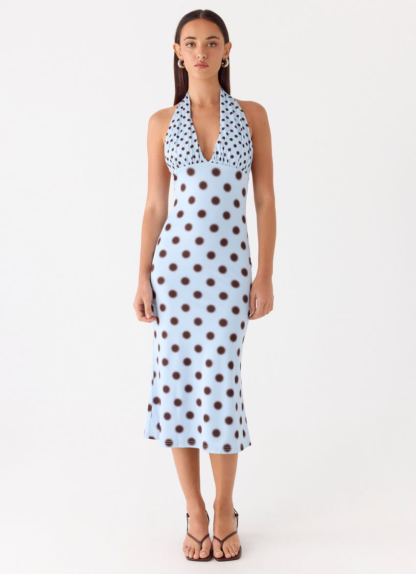 Awuku Midi Dress - Blue Mocha Dot