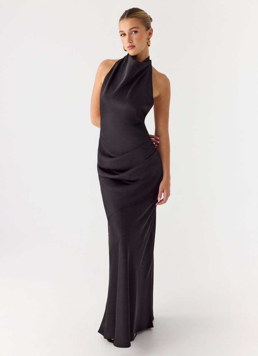 Back To Life Halter Maxi Dress - Black