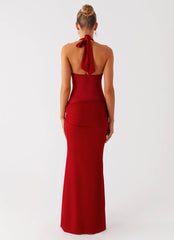 Billen Halter Maxi Dress - Red