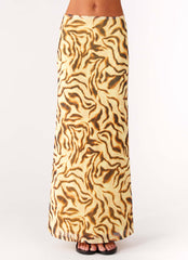 Call Me Low Rise Maxi Skirt - Yellow Zebra