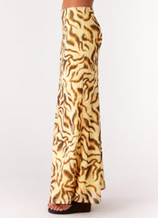 Call Me Low Rise Maxi Skirt - Yellow Zebra