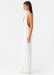 Cheyenne Halter Neck Maxi Dress - Ivory