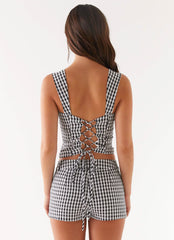 Clayton Tailored Shorts - Black Gingham