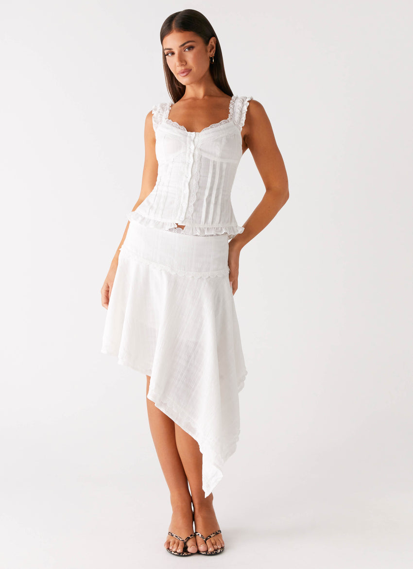 Clearwater Mist Midi Skirt - White