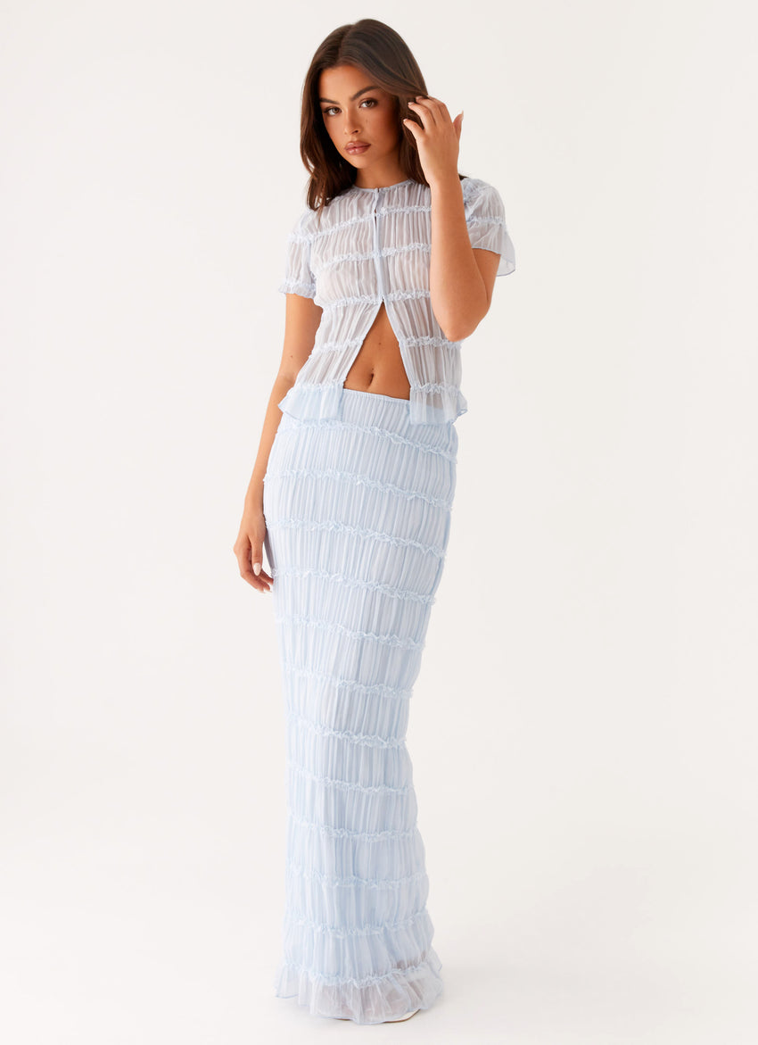 Daydreaming Low Rise Maxi Skirt - Blue