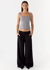 False Start Top - Smoke Grey
