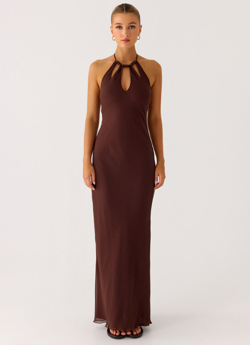 Harlyn Halter Maxi Dress - Chocolate