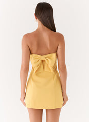 Honey Bow Mini Dress - Yellow