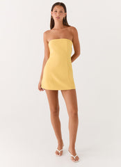 Honey Bow Mini Dress - Yellow