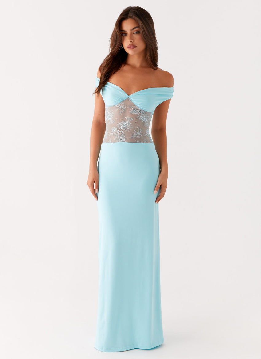 Infatuation Lace Maxi Dress - Turquoise