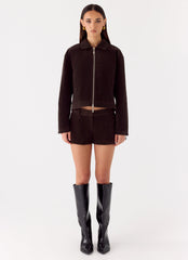 Jeremy Faux Suede Shorts - Chocolate