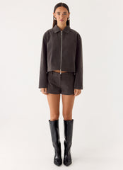 Jeremy Faux Suede Shorts - Tan Grey