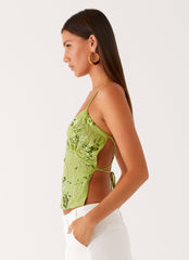 Kamilla Sequin Cami Top - Lime