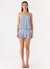 Keay Mini Dress - Blue Mocha Dot