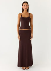 Like A Flower Maxi Skirt - Chocolate