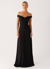 Melany Maxi Dress - Black Polka Dot