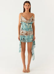 Meylissa Hanky Mini Dress - Aqua Blur