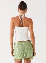 Midnight Tide Tie Side Mini Skirt - Green