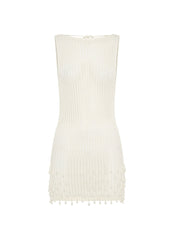 Miracle Beaded Crochet Mini Dress - Ivory