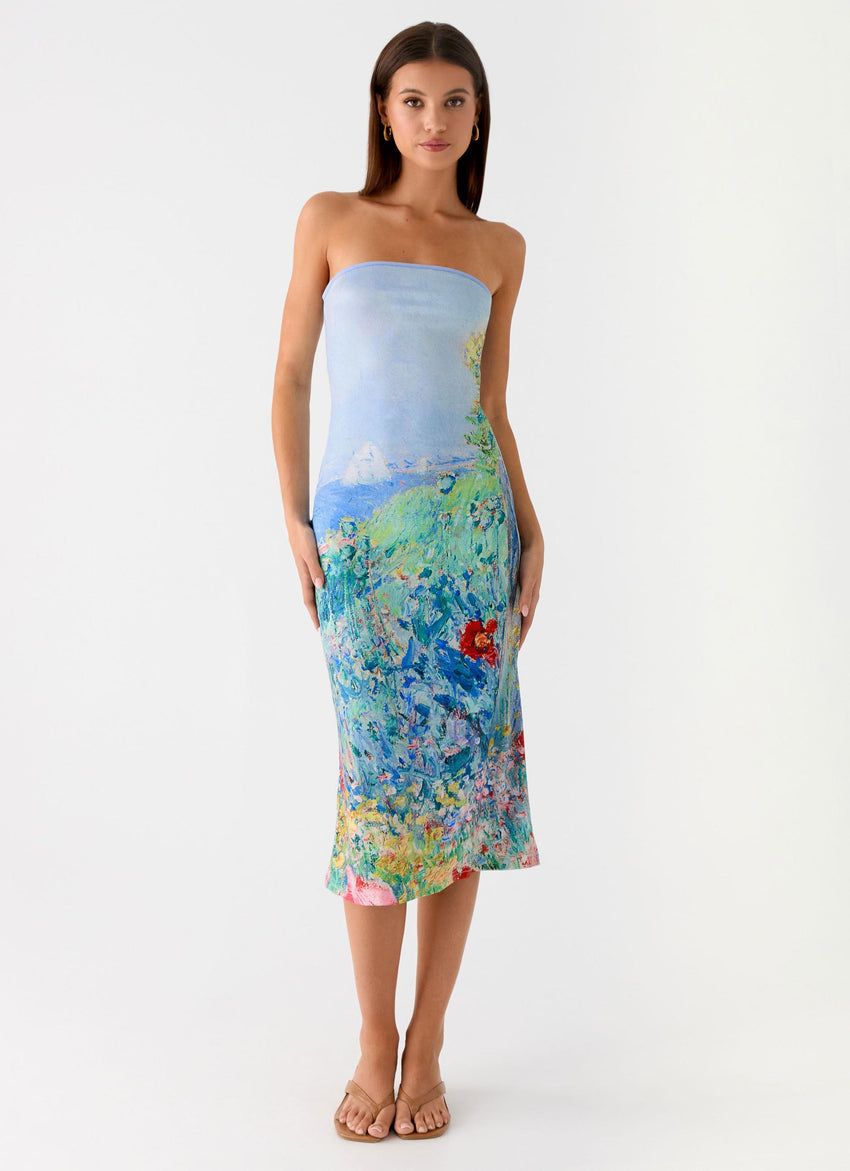Niko Strapless Midi Dress - Spring Garden