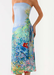 Niko Strapless Midi Dress - Spring Garden