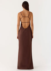 Off The Table Linen Maxi Dress - Chocolate