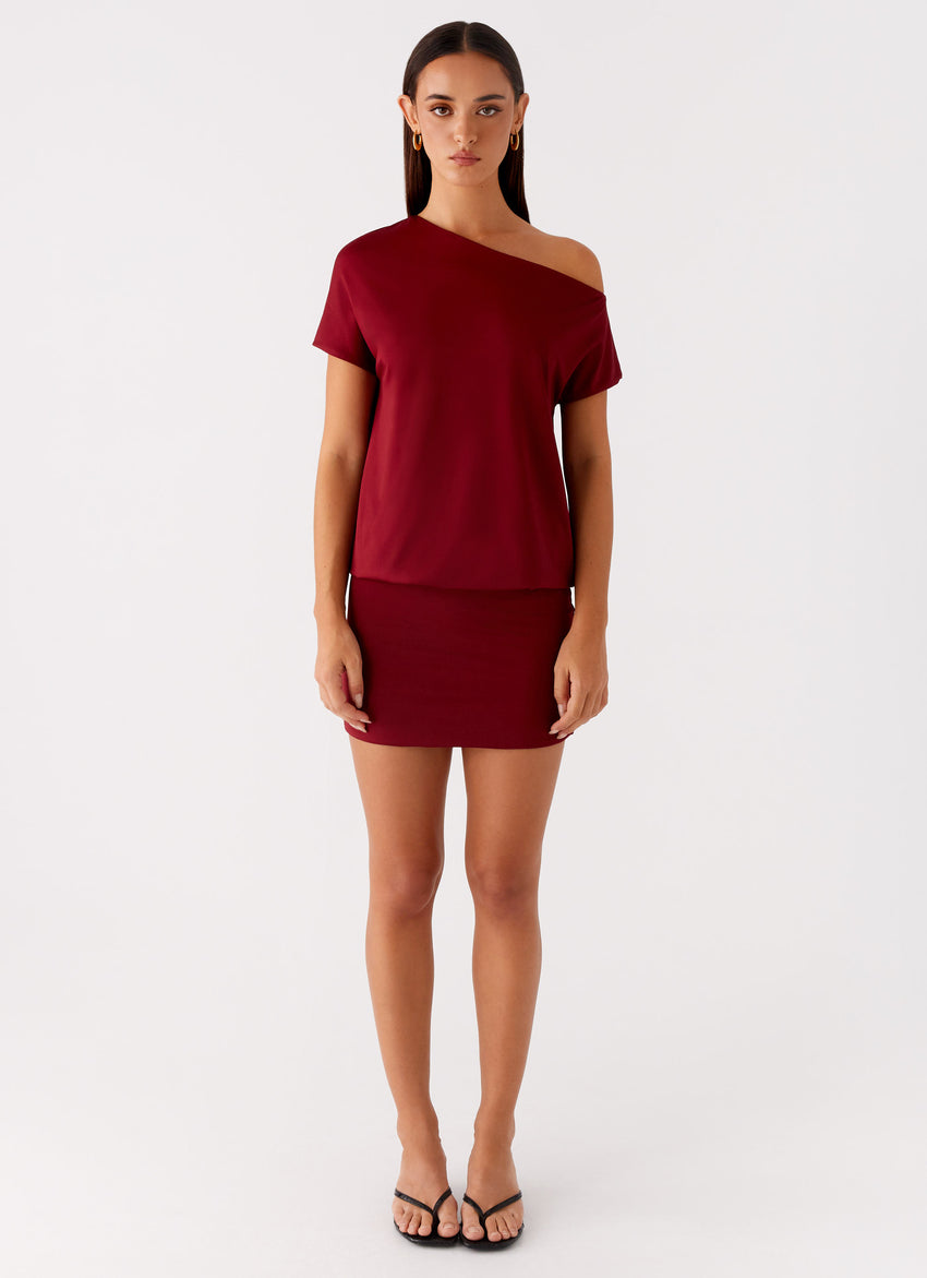 Paulie Mini Dress - Maroon