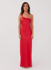 Delancy One Shoulder Maxi Dress - Rouge Red