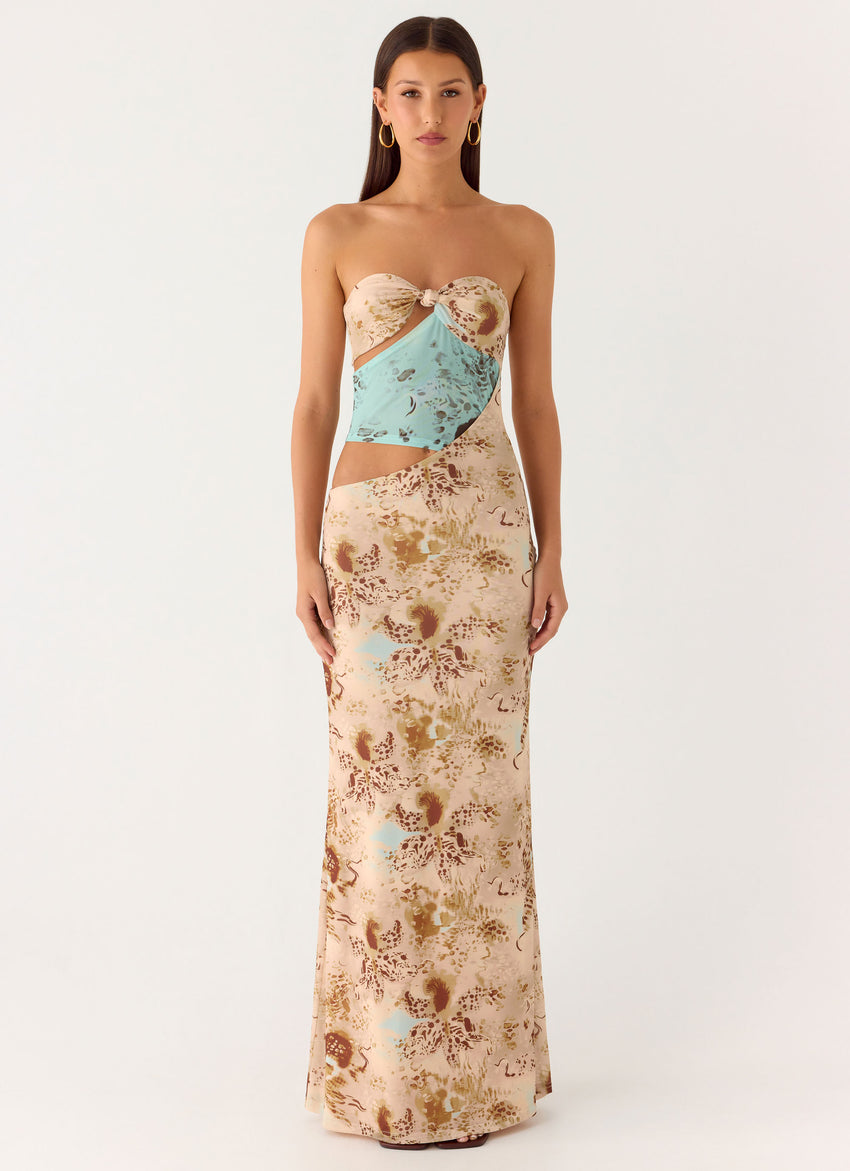 React Strapless Maxi Dress - Desert Blur