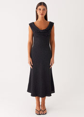 Role Model Maxi Dress - Black Polka Dot