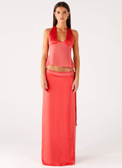 Pollie Wrap Maxi Skirt - Coral