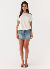 Silas Low Rise Denim Mini Skirt - Vintage Wash Blue