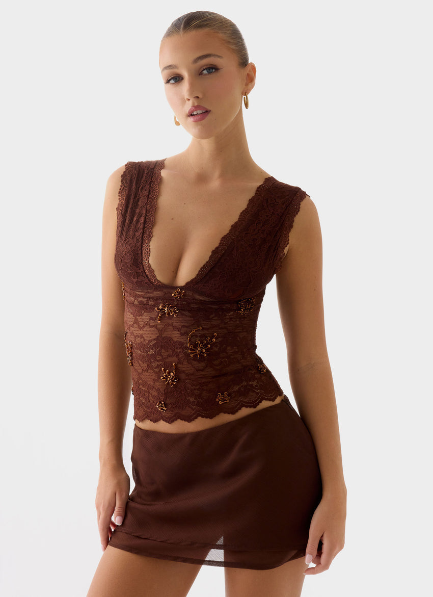 Sommers Lace Top - Chocolate