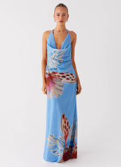 Stars Align Cowl Maxi Dress - Deep Sea Bloom