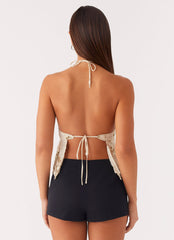 Sweet Obsessions Beaded Halter Top - Ivory