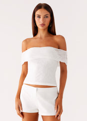 Tabby Off Shoulder Top - White