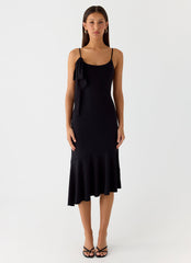 Tranquility Asymmetric Midi Dress - Black