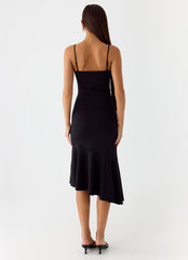 Tranquility Asymmetric Midi Dress - Black