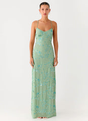 Vietta Sequin Cami Maxi Dress - Mint