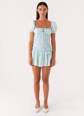 Yolene Mini Dress - Green Gingham