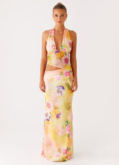 Main Act Halter Maxi Dress - Sunburst Floral
