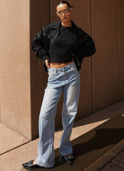 Keanna Low Rise Denim Jeans - Light Blue
